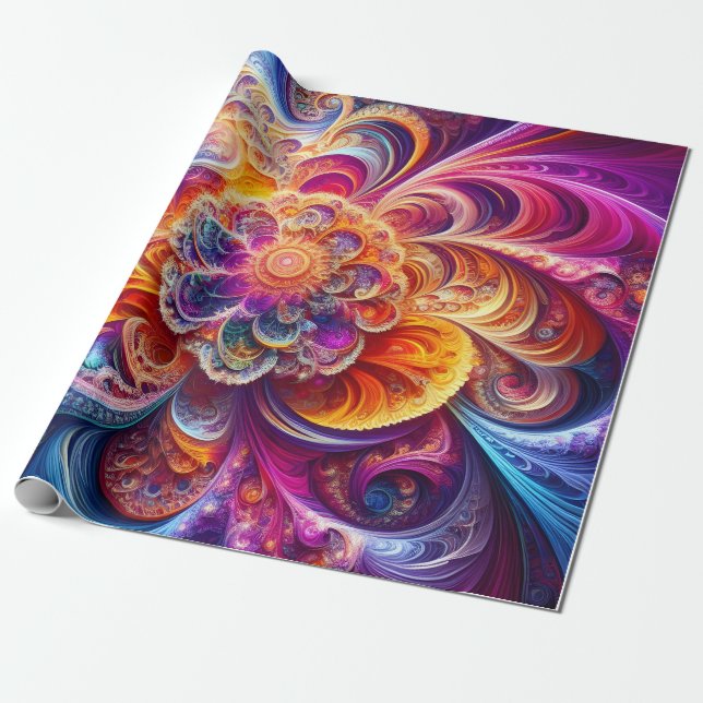 Vackert Fractal Gift Wrap Presentpapper (Utrullad)