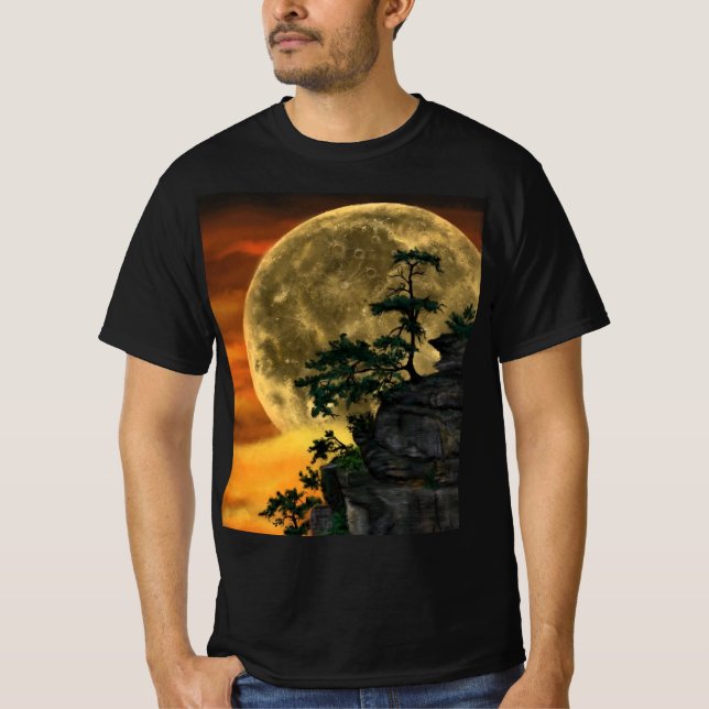 Vackert Full Moon Natt - Teckning annorlunda  T Shirt (Framsida)