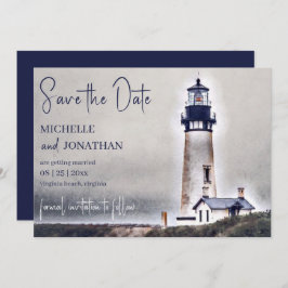 Vackert fyr Nautical Beach Wedding Spara Datumet
