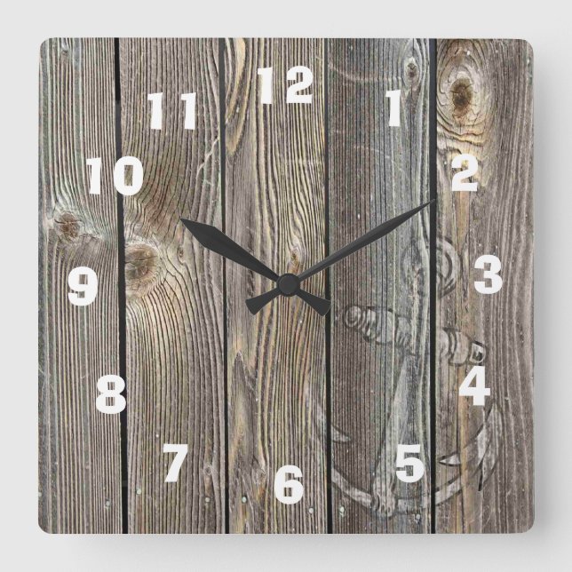 Vackert gammalt trä tittar Klock med vit fästning Fyrkantig Klocka (Framsida)