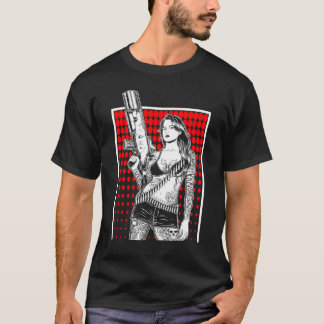 Vackert Gangster Girl Criminal med Gun Gift T Shirt