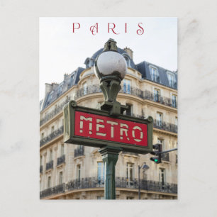 Vackert gatumetrotillträde Paris närbild Vykort