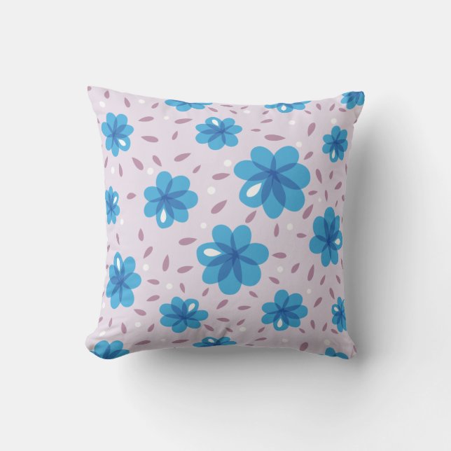 Vackert Gentle Blåa blommor Mönster Kudde (Framsida)