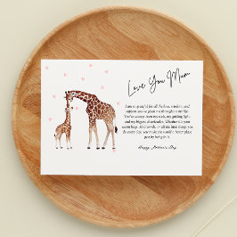 Vackert giraffe Mor Dag-kort Inbjudningar