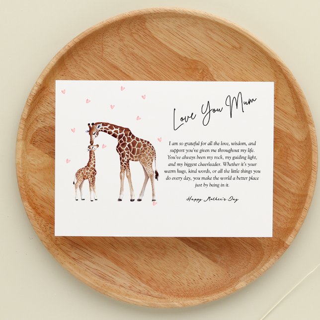 Vackert giraffe Mor Dag-kort Inbjudningar (Skapare uppladdad)