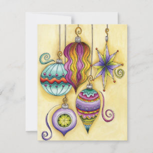 Vackert glas - färgstarka julprydnader julkort