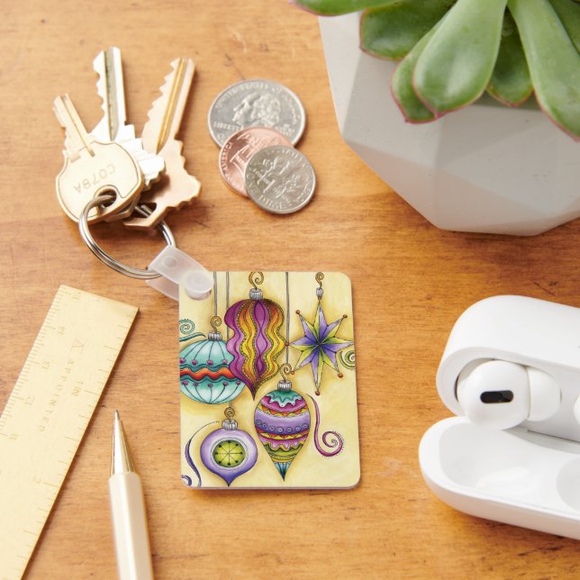 Vackert glas - färgstarka julprydnader nyckelring (Skrivbord)