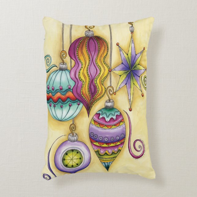 Vackert glas - färgstarka julprydnader prydnadskudde (Framsidan(Vertikal))