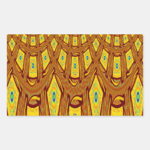 Vackert Golden Brown African Tribal Print vektor Rektangulärt Klistermärke