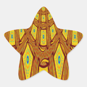 Vackert Golden Brown African Tribal Print vektor Stjärnformat Klistermärke