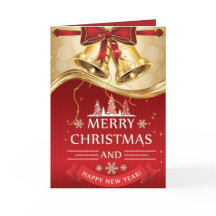 Vackert Golden Jul-Klockor med rött strå