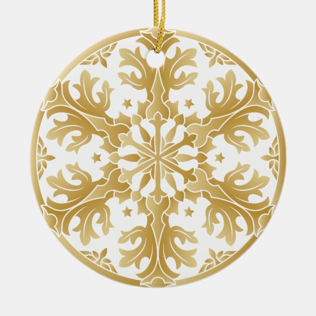 Vackert Golden Snowflake Circle Ornament (Framsidan)