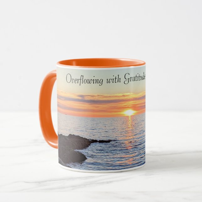 Vackert Golden Sunset på Sea Gratitude Orange Mugg (Framsida vänster)