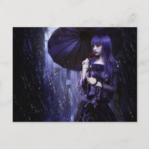 Vackert Goth Girl i Rain-vykort Vykort
