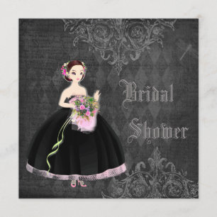 Vackert Gothic Bride Shabby chic Möhippa Inbjudningar