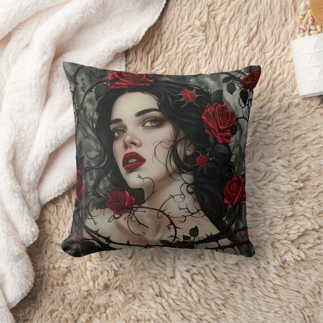 Vackert Gothic Woman Kudde (Filt)