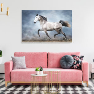 Vackert Grått Horse Dramatic Himlar Sandy Ligcape Canvastryck