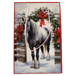 Vackert Grått Horse med Winter Garland jul