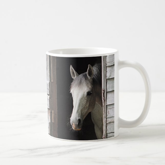 Vackert Grått Mare Horse & Barn Coffee Mugg (Höger)