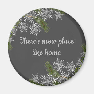 Vackert Grått Snowflake & Gräs Winter Home Magne Magnet