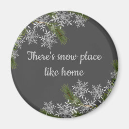 Vackert Grått Snowflake & Gräs Winter Home Magnet