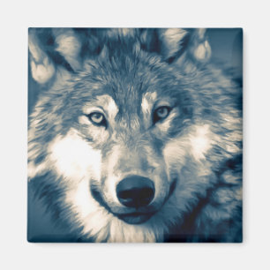Vackert Grått Varg Woodland Animal Magnet