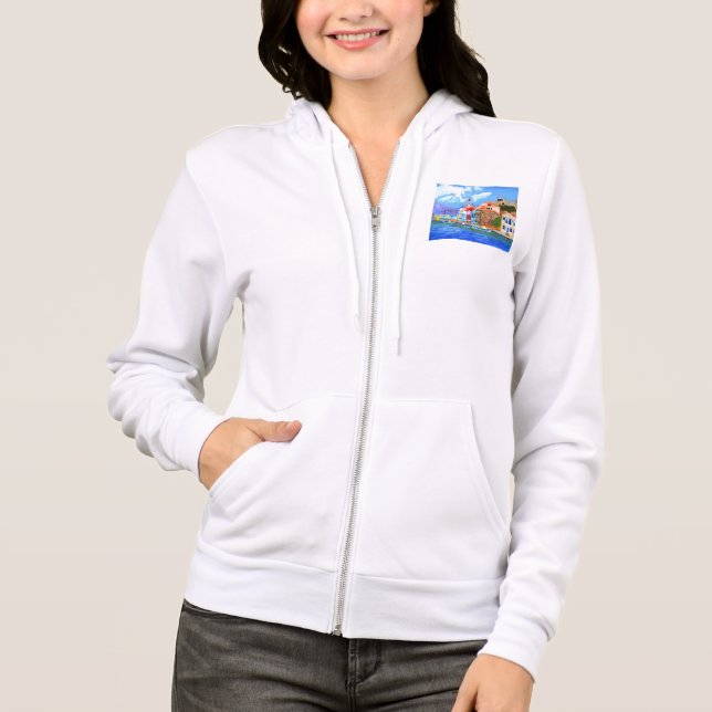 Vackert Grekland Zip Hoodie T Shirt (Framsida)