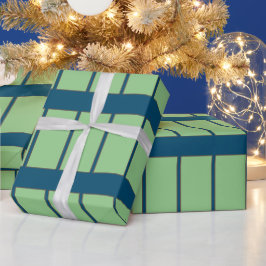 Vackert GRÖNT BLUE LINE Wrapping Papper Presentpapper