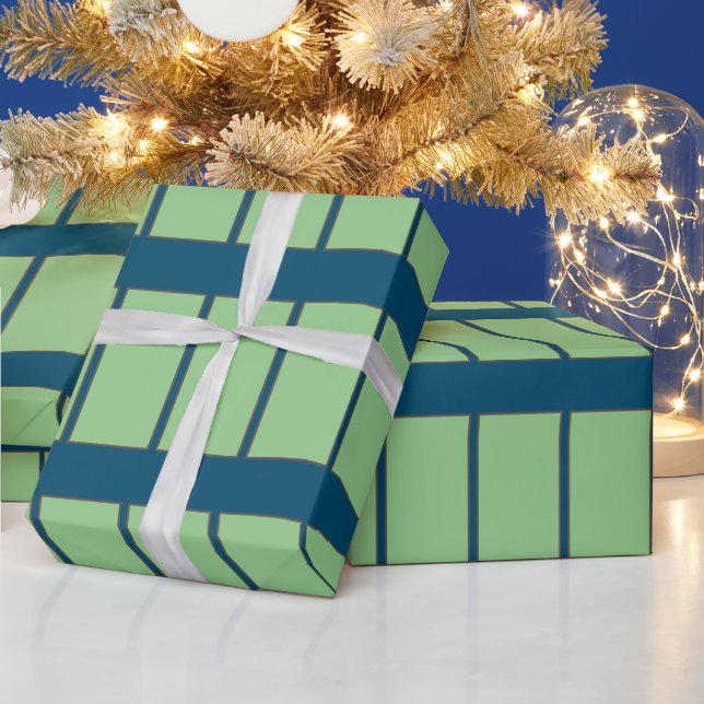 Vackert GRÖNT BLUE LINE Wrapping Papper Presentpapper (Helgdagar)