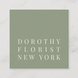 Vackert grönt elegant minimalistisk florist fyrkantigt visitkort