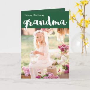 Vackert Grönt Grattis på födelsedagen Grandma Phot Kort