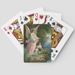 Vackert Guardian Angel Guarding Children Casinokort