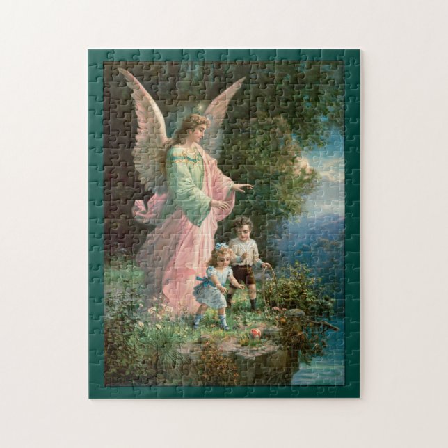 Vackert Guardian Angel Guarding Children Pussel (Vertikal)