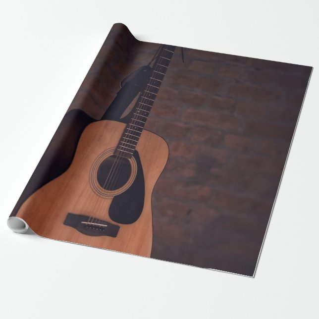 Vackert Guitar Presentpapper (Utrullad)