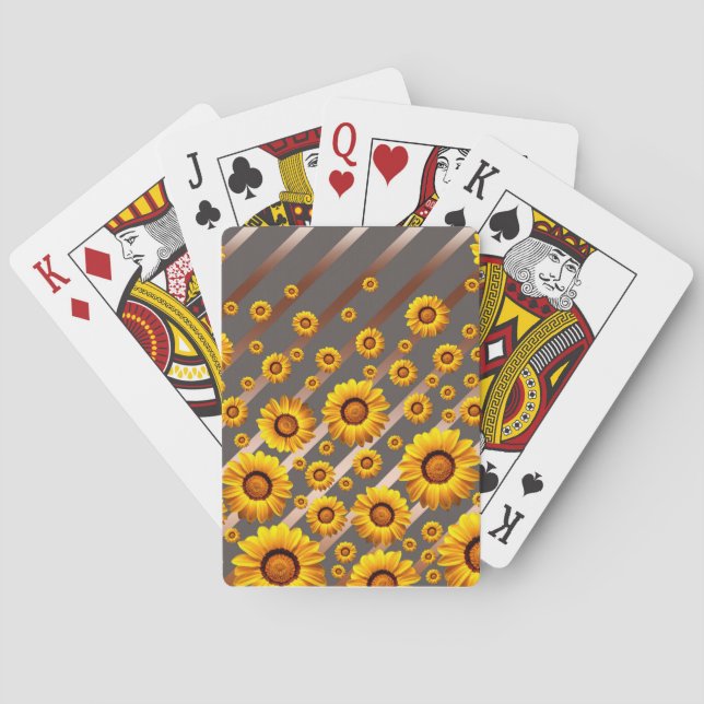 Vackert gula blommor på grått, brunt rand casinokort (Baksidan)