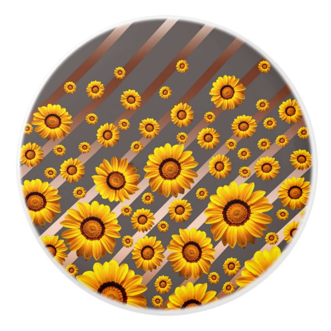 Vackert gula blommor på grått, brunt rand knopp (Framsidan)