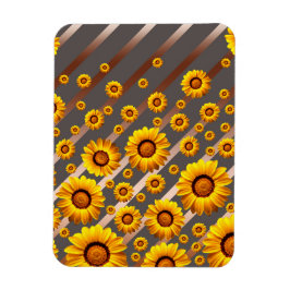 Vackert gula blommor på grått, brunt rand magnet