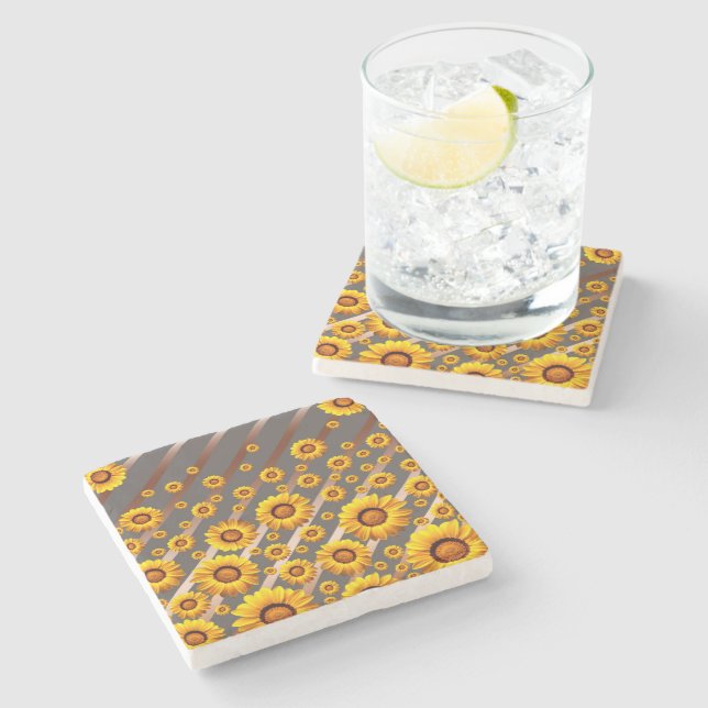 Vackert gula blommor på grått, brunt rand stenunderlägg (Sidan)