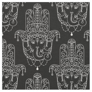 Vackert Hamsa Hand på svart Tyg