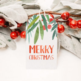 Vackert Hand Lettered Watercolor Berry & Gren Presentetikett