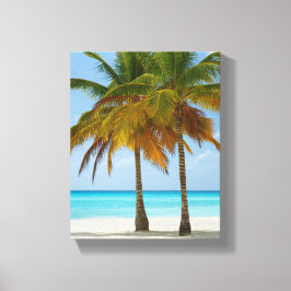 Vackert Handflatan Träd på en tropisk persika Canvastryck