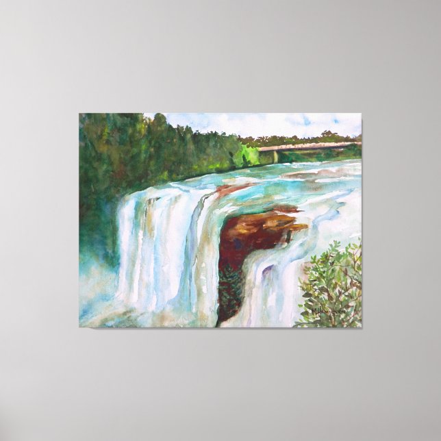 Vackert, handmålat vattenfärgsvattenfall canvastryck (Framsida)