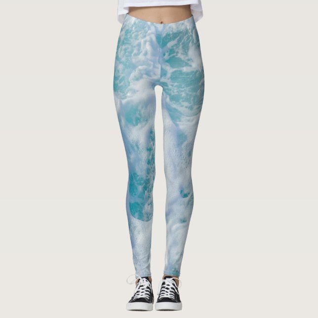 vackert hav ​ ​ skum leggings (Framsida)
