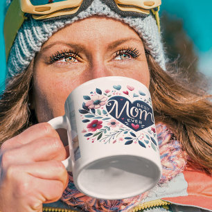 Vackert hjärta blommig 2 Foto Bästa mamma någonsin Kaffemugg