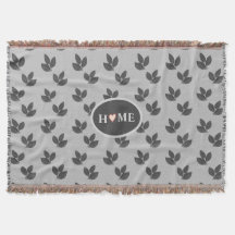 Vackert hjärta hem & lagerblad på grått