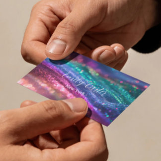 Vackert holografiskt glitter flickaktiga neonfärge visitkort