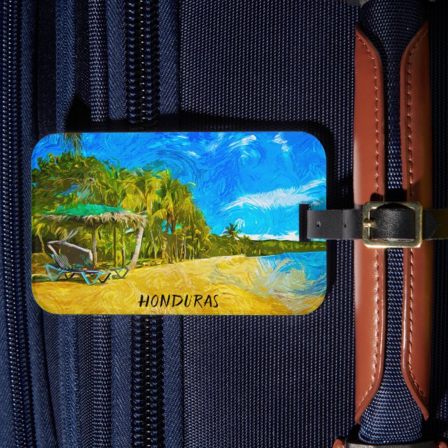 Vackert Honduras Ocean View Oil Paint Bagagebricka (Framsida Insitu 4)