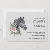 Vackert Horse Head Porträtt Watercolor Birthday