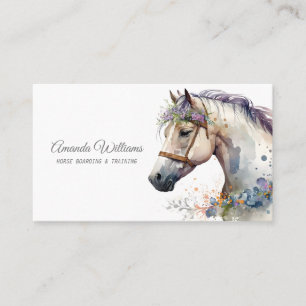 Vackert Horse Head Porträtt Watercolor Visitkort
