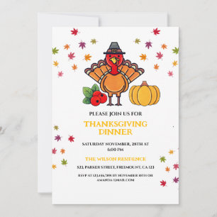 Vackert Höst löv Turkiets Thanksgiving Middag Inbjudningar